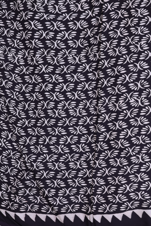 Modal Silk Saree In Black With Cow Design