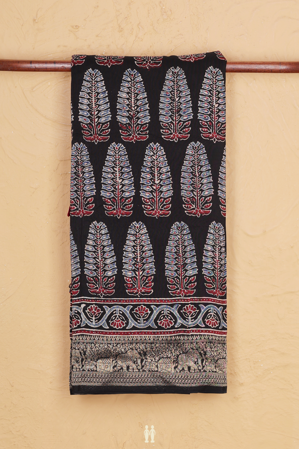 Modal Silk Saree In Black With Printed Design