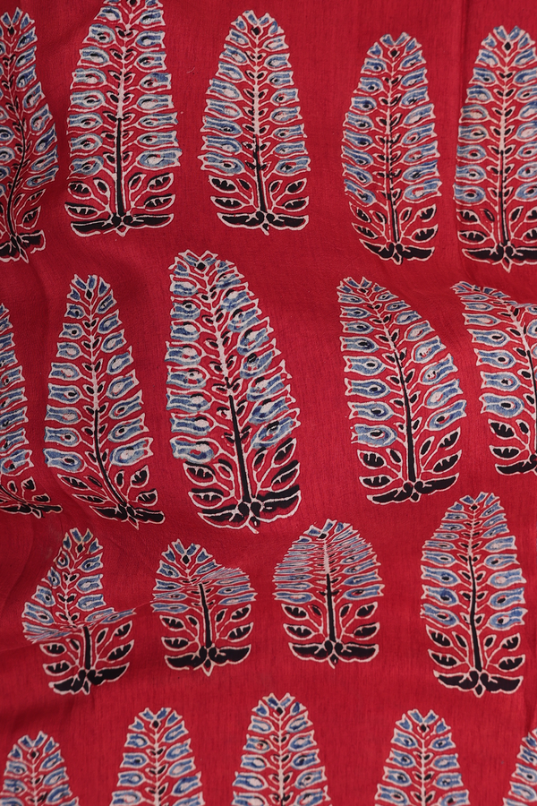 Modal Silk Saree In Brick Red With Printed Design