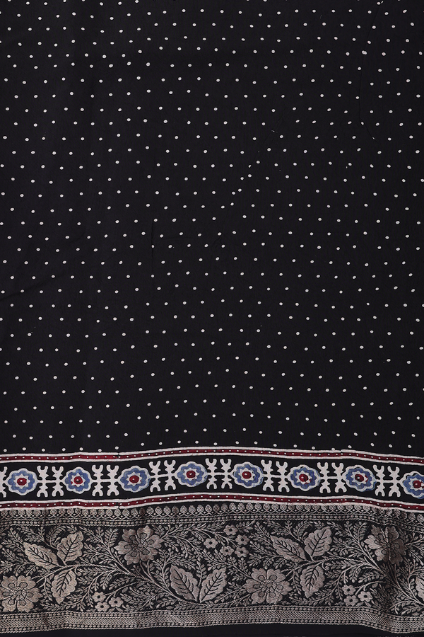 Modal Silk Saree In Black With Tree Design