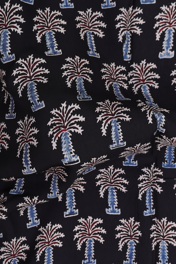 Modal Silk Saree In Black With Tree Design