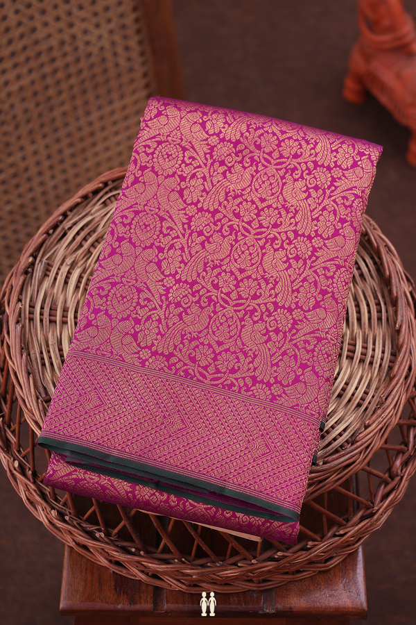 Kanchipuram Silk Saree In Berry Purple With Peacock Design