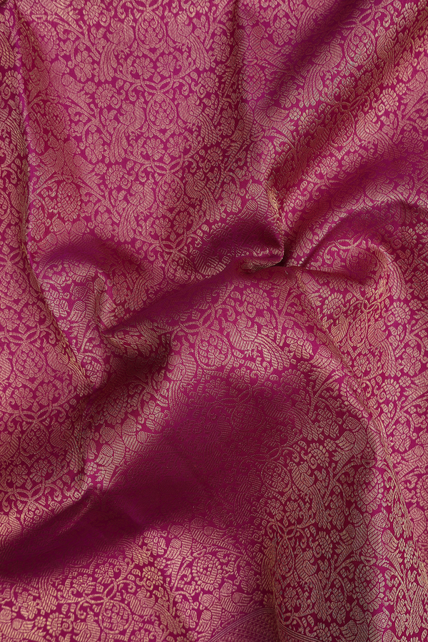 Kanchipuram Silk Saree In Berry Purple With Peacock Design