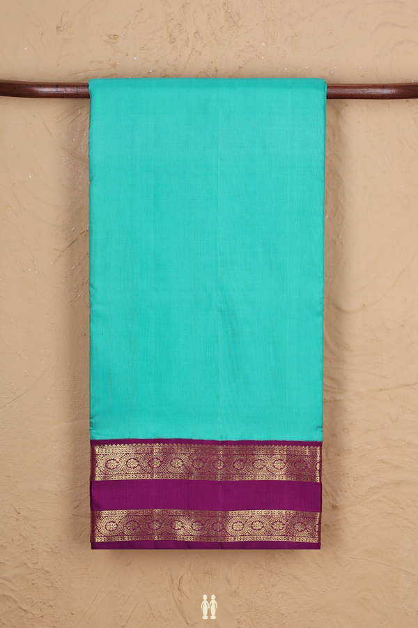 Nine Yards Silk Saree In Tiffany Blue With Contrast Border