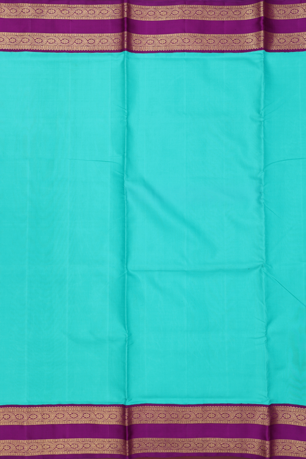 Nine Yards Silk Saree In Tiffany Blue With Contrast Border