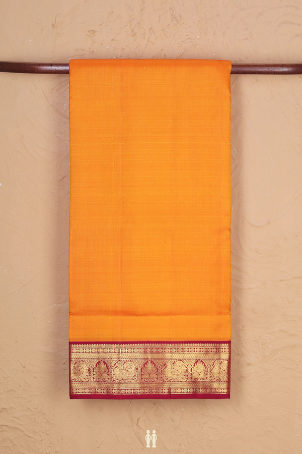 Nine Yards Silk Saree In Orange With Traditional Border