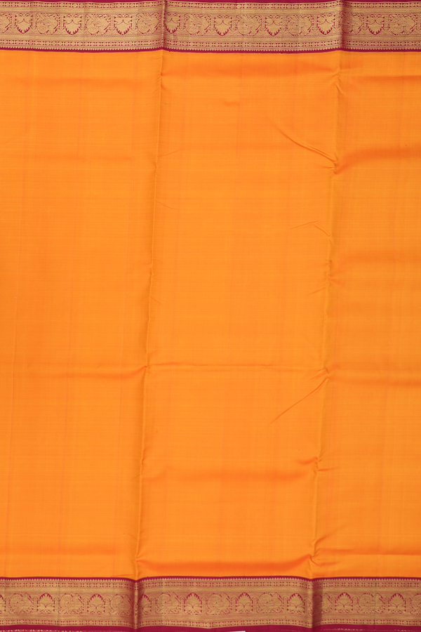Nine Yards Silk Saree In Orange With Traditional Border