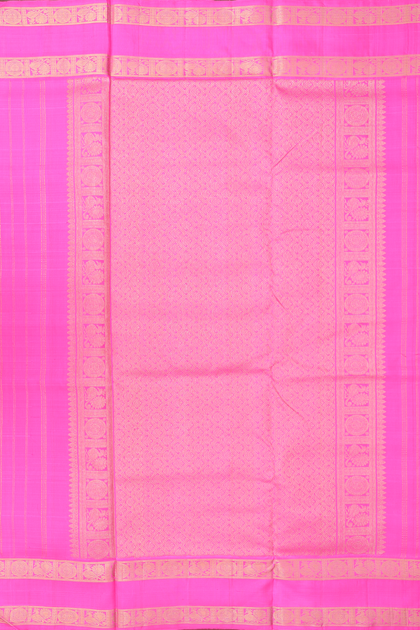 Nine Yards Silk Saree In Lotus Pink With Peacock Buttas