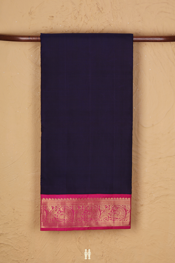 Nine Yards Silk Saree In Deep Purple With Contrast Border