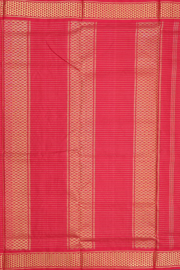 Kanchipuram Nine Yards Silk Saree Green And Purple With Stripes