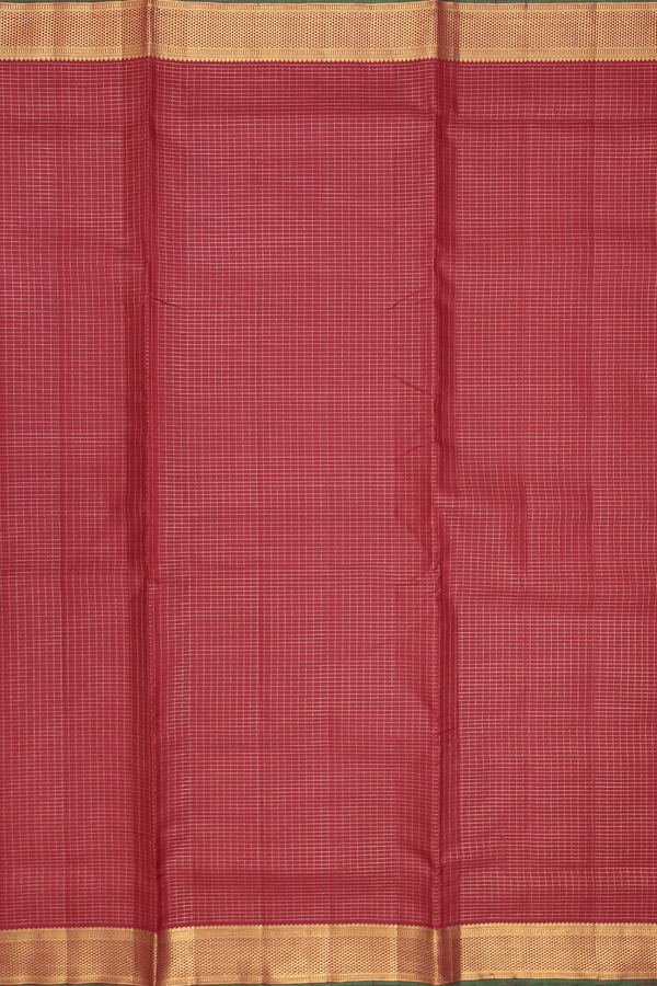Kanchipuram Nine Yards Silk Saree In Red With Checks Design