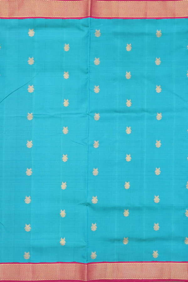Nine Yards Silk Saree In Blue With Iruthalai Pakshi Buttas