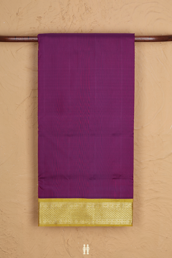 Kanchipuram Nine Yards Silk Saree In Purple With Zari Border