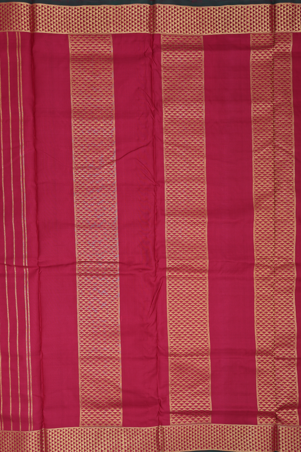 Kanchipuram Nine Yards Silk Saree Red With Checks Design