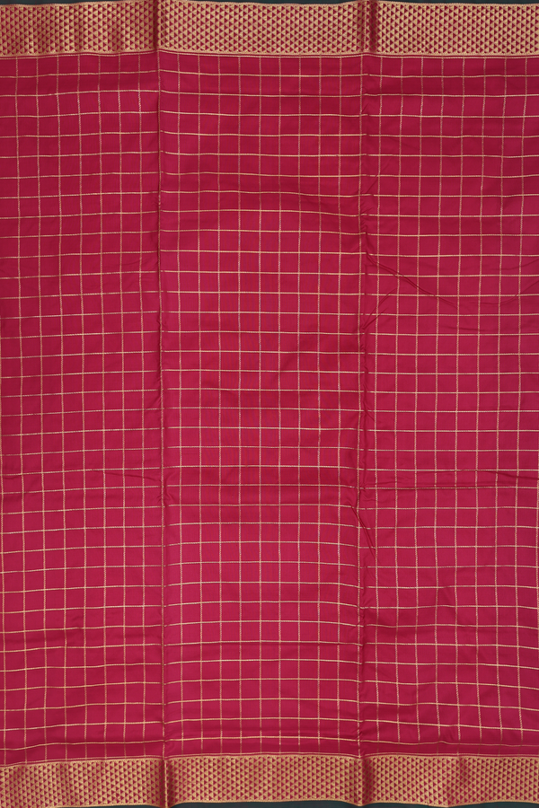 Kanchipuram Nine Yards Silk Saree Red With Checks Design