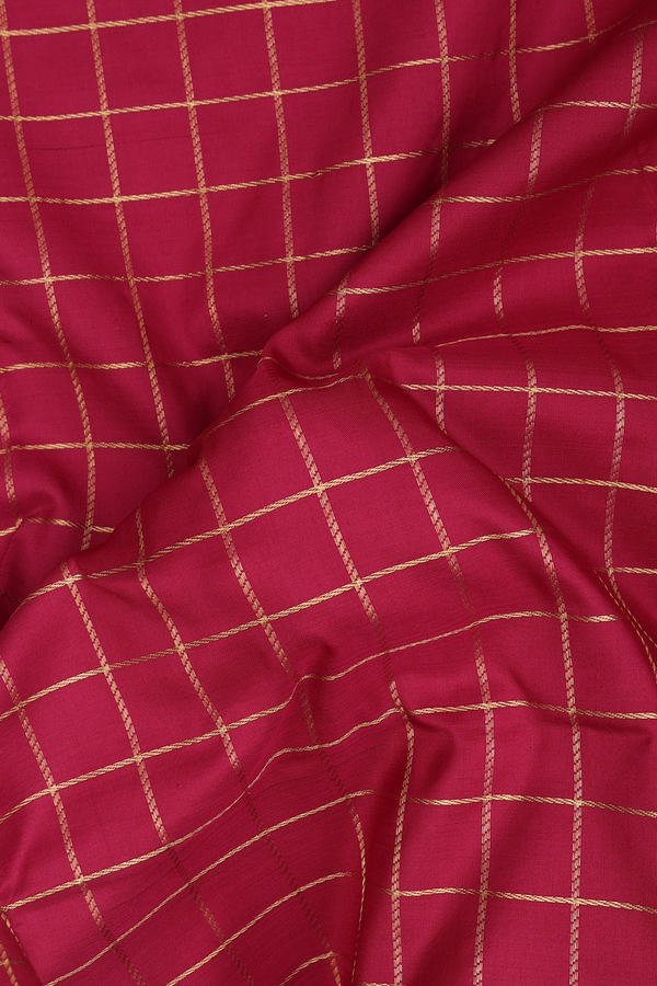 Kanchipuram Nine Yards Silk Saree Red With Checks Design