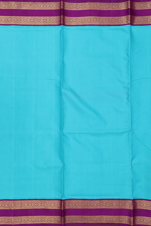 Nine Yards Silk Saree In Tiffany Blue With Contrast Border