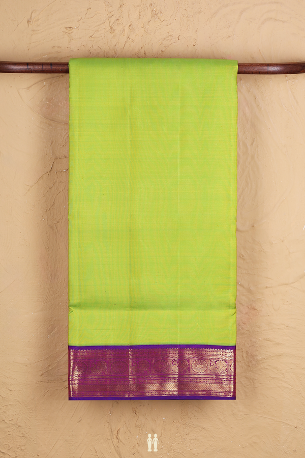 Kanchipuram Nine Yards Silk Saree Green With Contrast Border