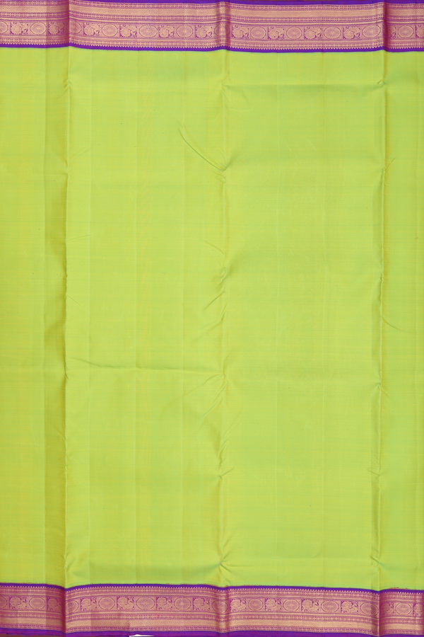 Kanchipuram Nine Yards Silk Saree Green With Contrast Border