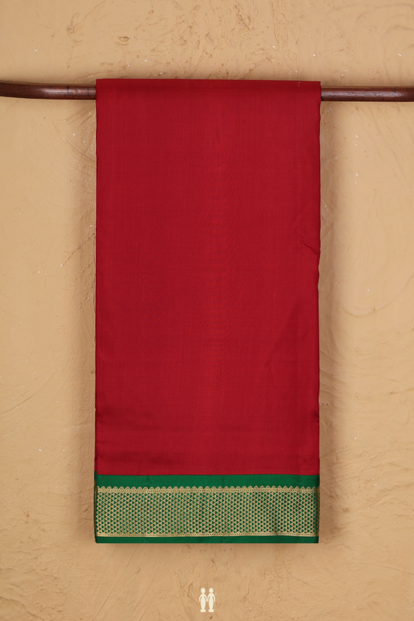 Kanchipuram Nine Yards Silk Saree In Red With Contrast Border