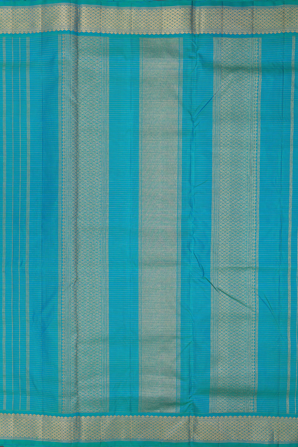 Nine Yards Silk Saree In Cerulean Blue With Checks Design