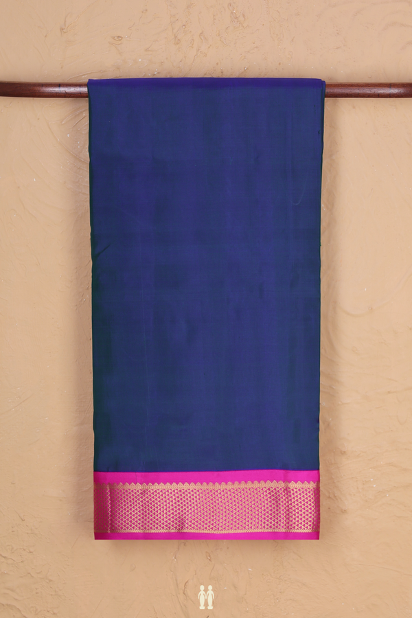 Nine Yards Silk Saree Prussian Blue With Arai Maadam Border