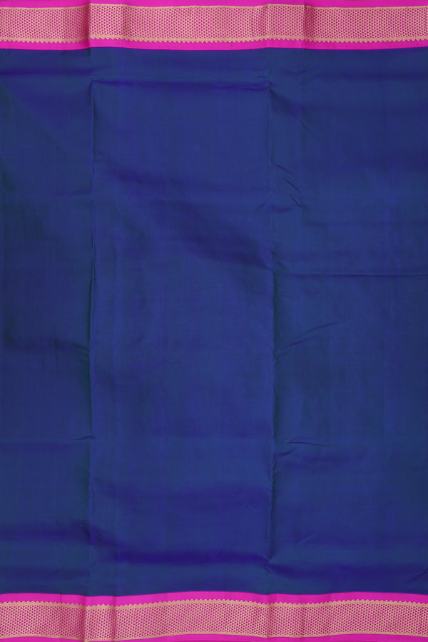 Nine Yards Silk Saree Prussian Blue With Arai Maadam Border