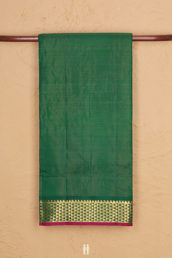 Nine Yards Silk Saree In Green With Stripes Design