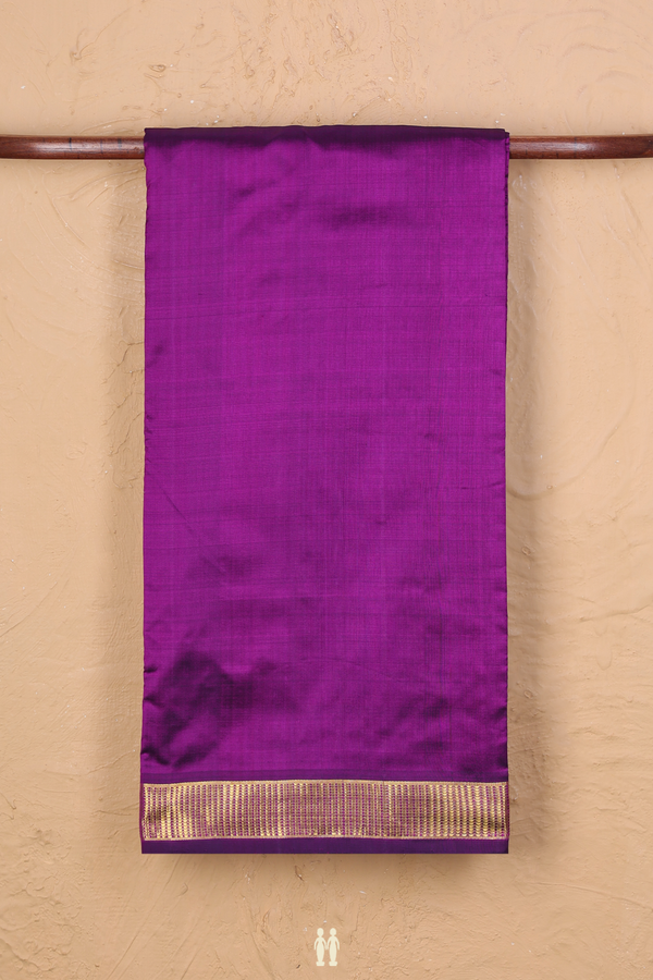 Kanchipuram Nine Yards Silk Saree In Purple With Zari Border