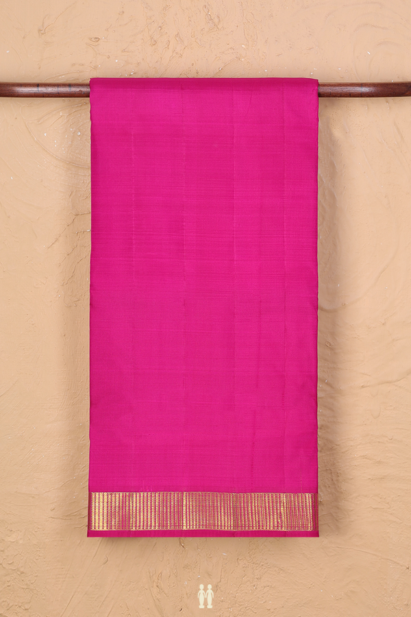 Kanchipuram Nine Yards Silk Saree In Rani Pink With Zari Border