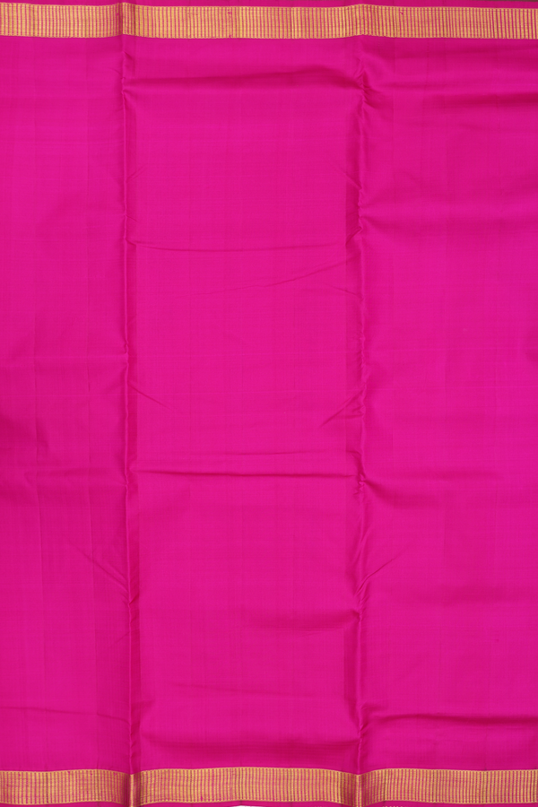 Kanchipuram Nine Yards Silk Saree In Rani Pink With Zari Border