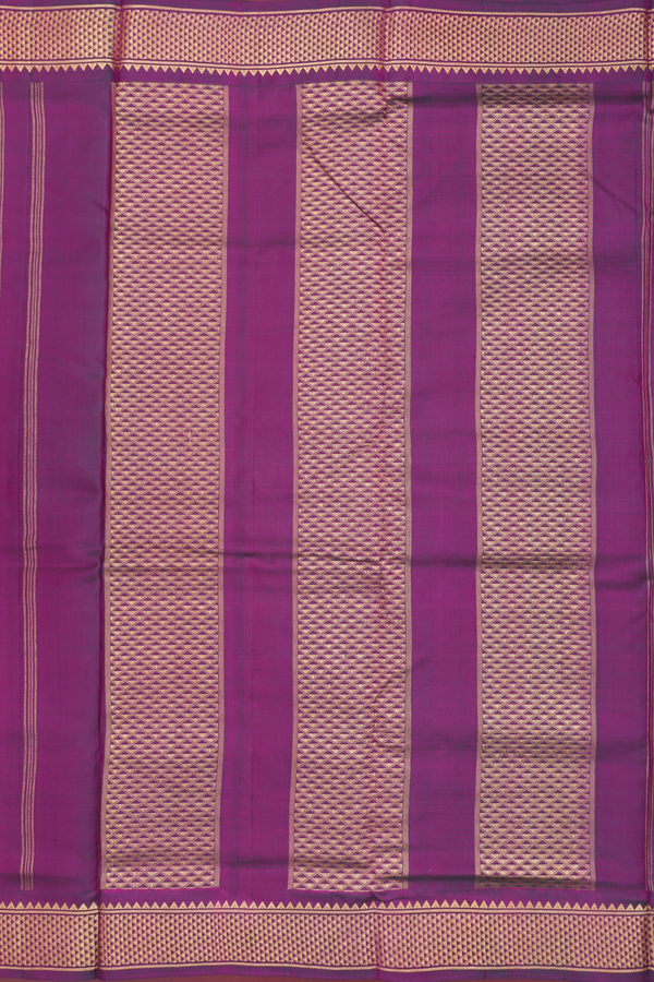 Kanchipuram Nine Yards Silk Saree In Rani Pink With Checks