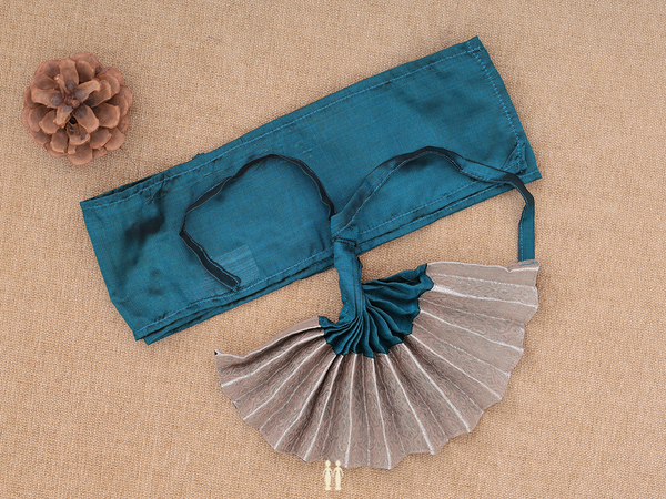 Zari Border Teal Blue Silk Cotton Amman Pavadai Set