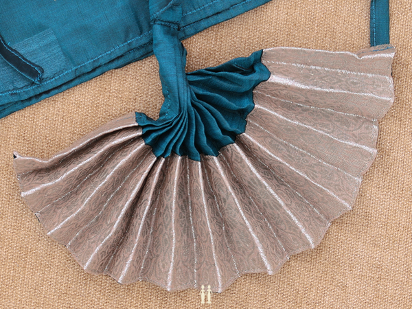 Zari Border Teal Blue Silk Cotton Amman Pavadai Set