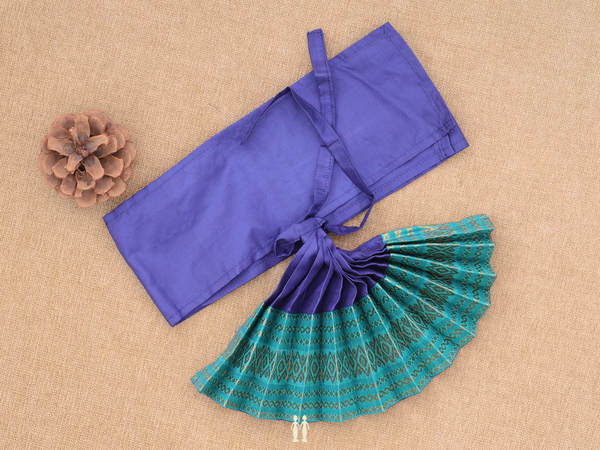 Zari Border Blue Silk Cotton Amman Pavadai Set