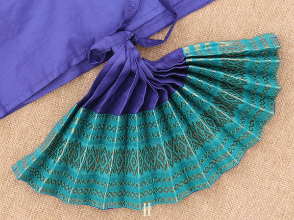 Zari Border Blue Silk Cotton Amman Pavadai Set