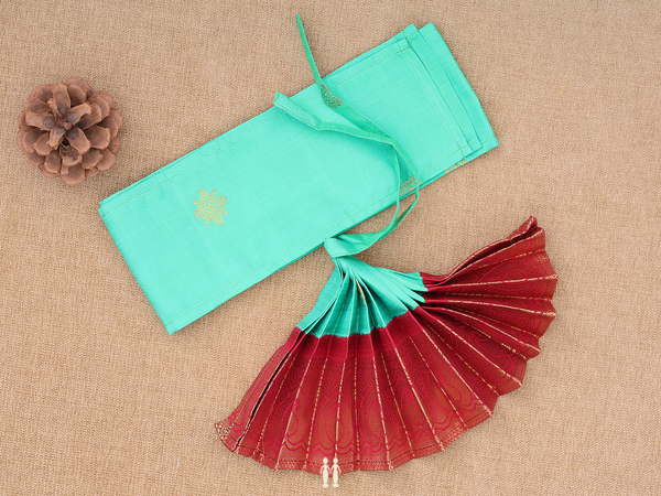 Zari Buttas Green Silk Cotton Amman Pavadai Set