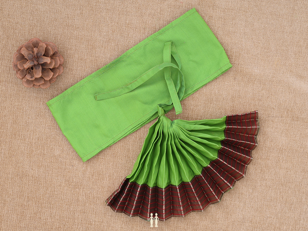 Zari Border Fern Green Silk Cotton Amman Pavadai Set