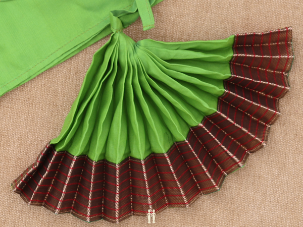 Zari Border Fern Green Silk Cotton Amman Pavadai Set