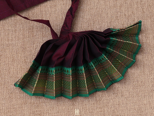 Zari Border Maroon Silk Cotton Amman Pavadai Set