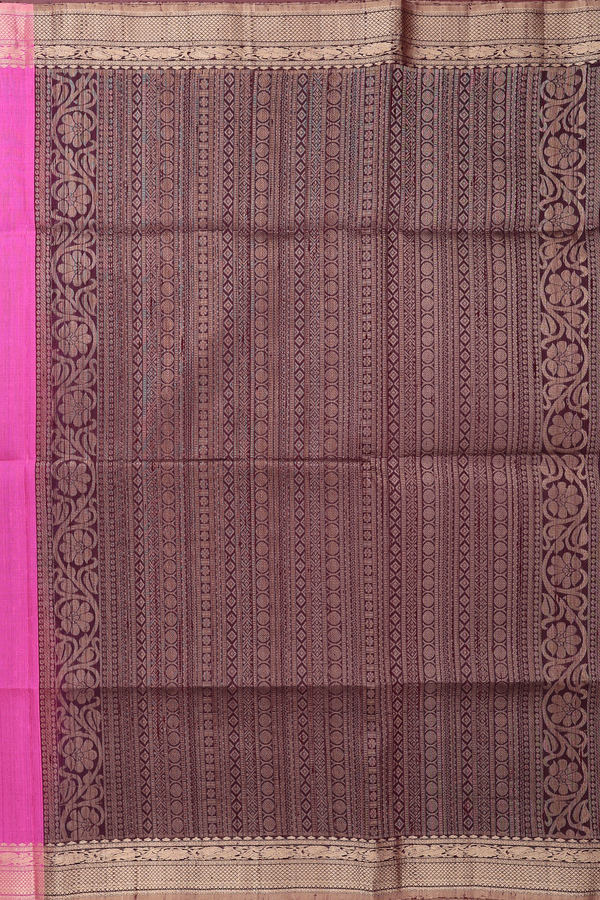 Raw Silk Saree In Pink With Zari Buttis