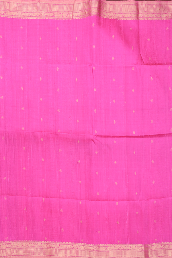 Raw Silk Saree In Pink With Zari Buttis