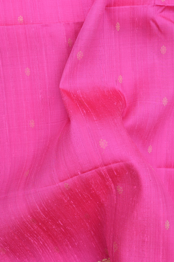 Raw Silk Saree In Pink With Zari Buttis