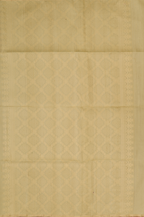 Raw Silk Saree In Khaki With Floral Buttas