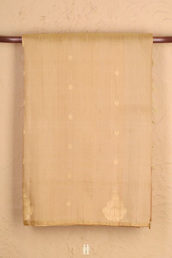 Raw Silk Saree In Sand Brown With Floral Buttas
