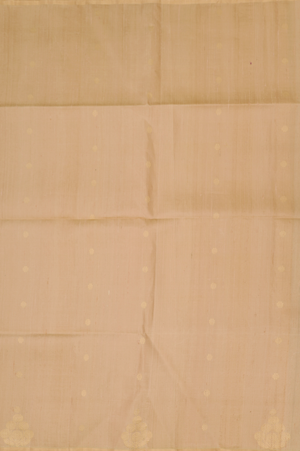 Raw Silk Saree In Sand Brown With Floral Buttas