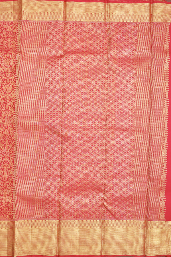 Kanchipuram Silk Saree In Red With Brocade Design