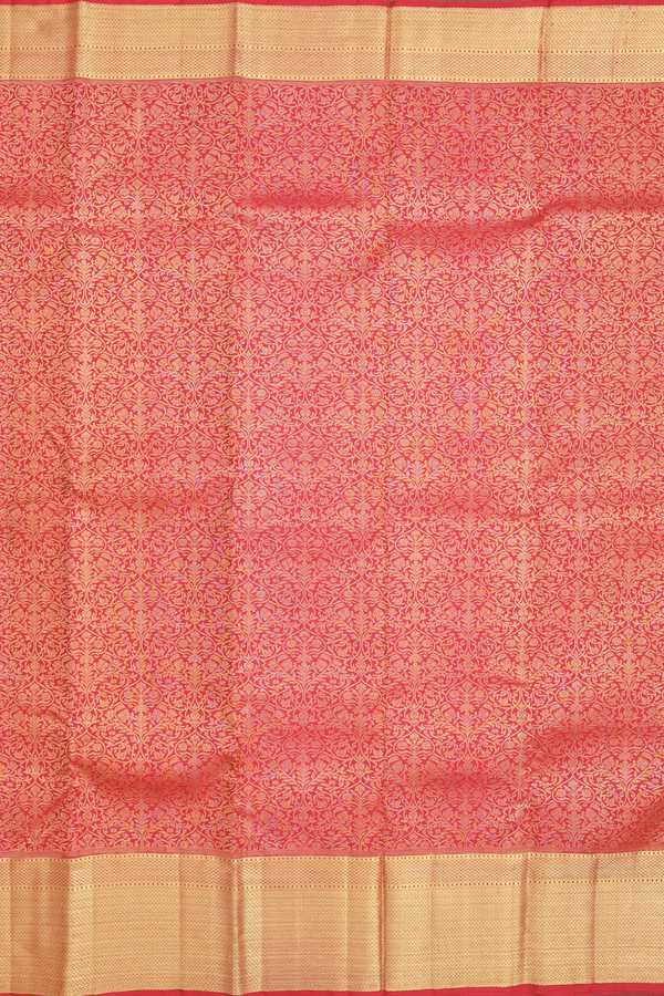 Kanchipuram Silk Saree In Red With Brocade Design