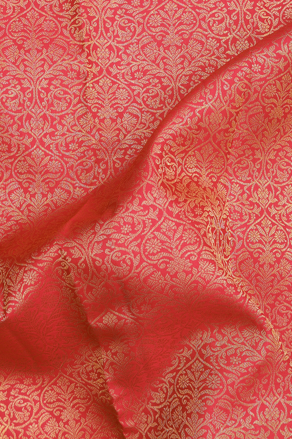 Kanchipuram Silk Saree In Red With Brocade Design