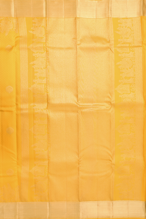 Kanchipuram Silk Saree In Royal Yellow With Jacquard Pattern